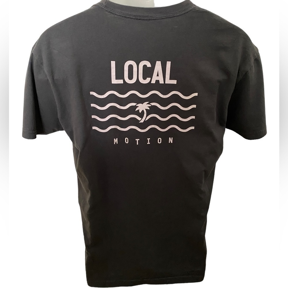 LOCAL MOTION Hawaii Gray w/ Light Pink/White Logo Surf Tee Shirt Men M Medium